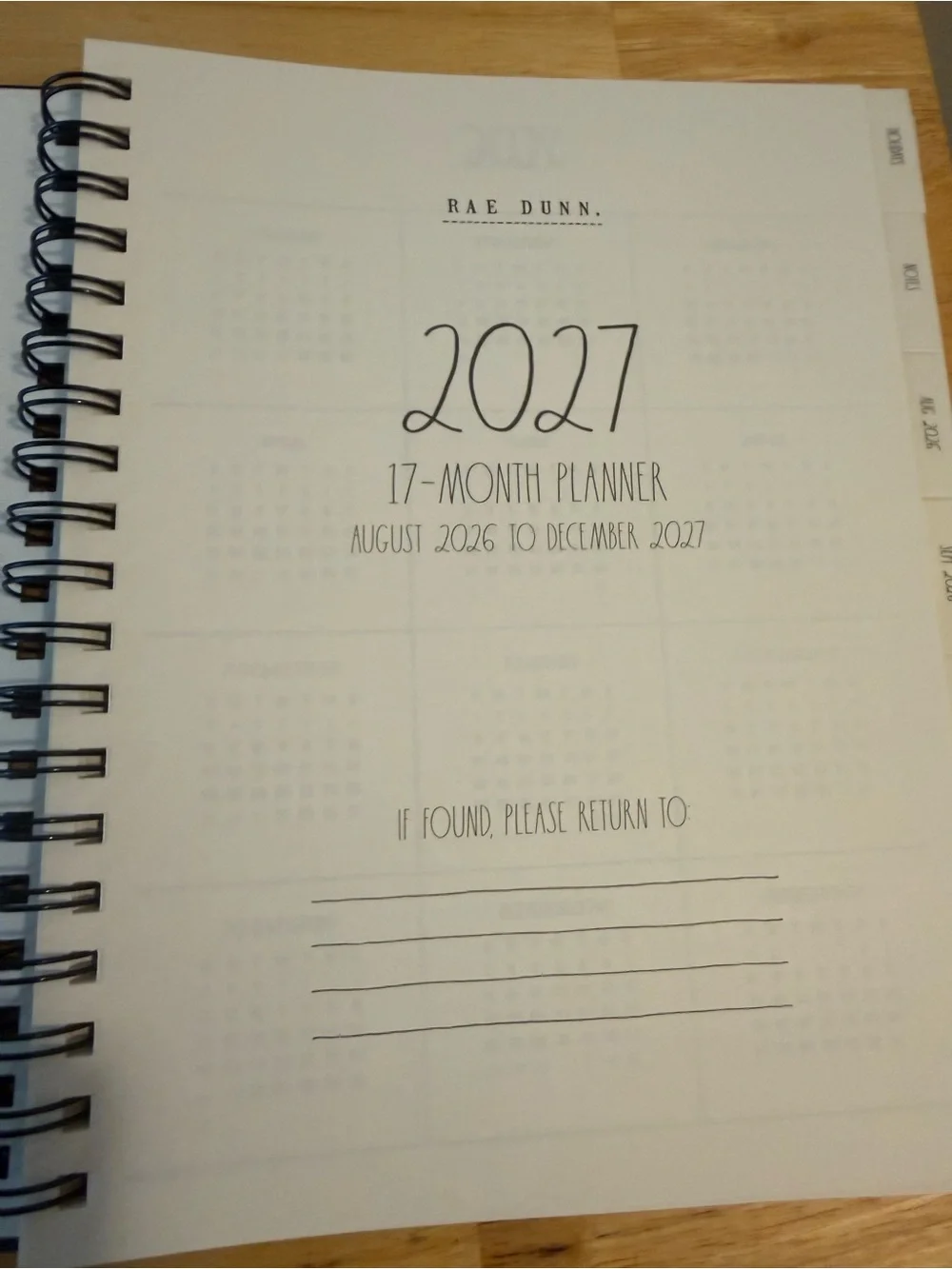 Rae Dunn Black Planner with Gold Bee Design - 2027